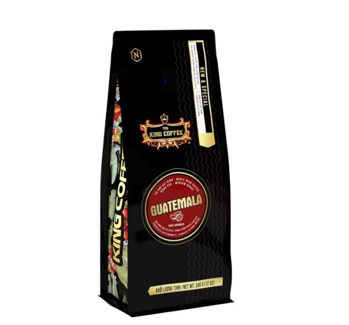 KING-COFFEE-Guatemala-whole-bean-coffee-Bag-340g-VE.jpg Cà Phê Hạt Rang Guatemala KING COFFEE - Túi 340g