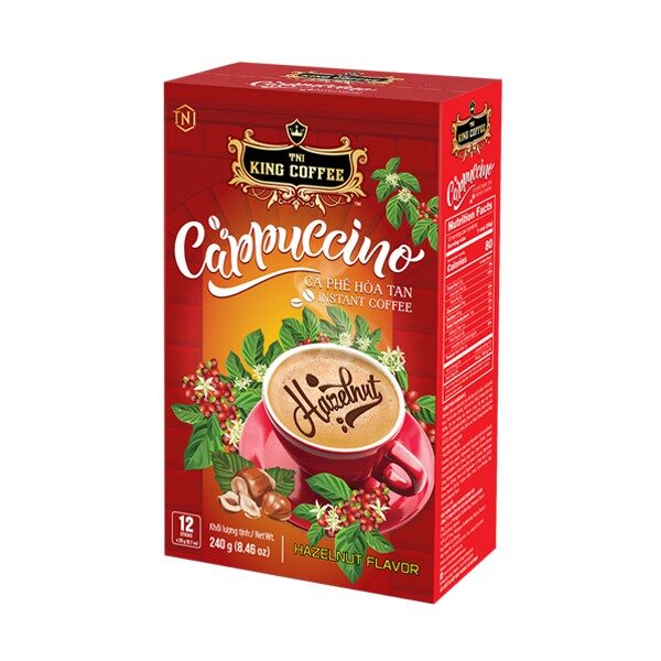 Cà Phê Hòa Tan Cappuccino KING COFFEE vị Hạt Dẻ - Hộp 12 gói x 20g