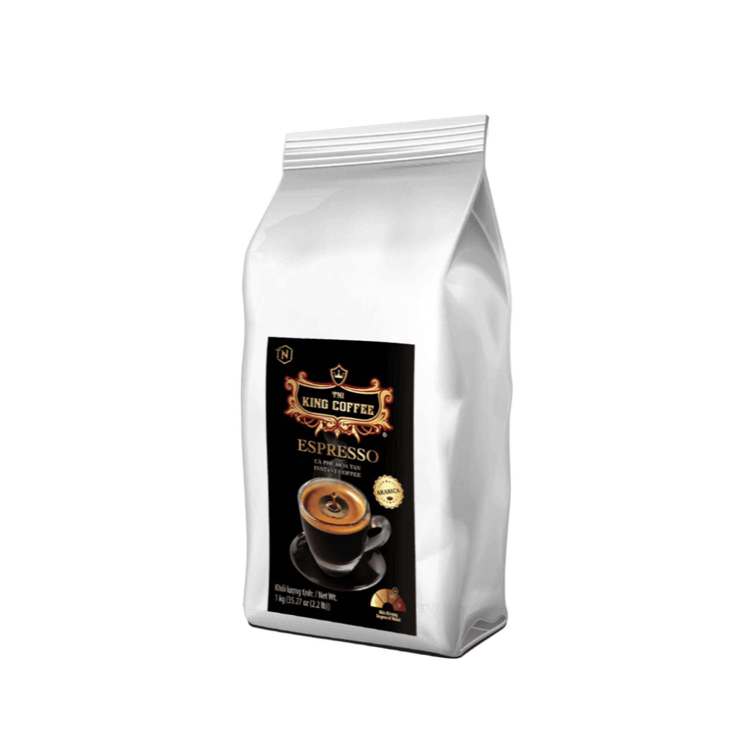 King-coffee-Espresso-instant-Bag-1kg.png Cà Phê Hòa Tan Espresso KING COFFEE - Túi 1 kg