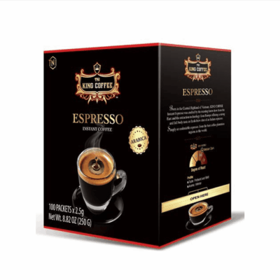 Cà Phê Hòa Tan Espresso KING COFFEE - Hộp 100 gói x 2.5g