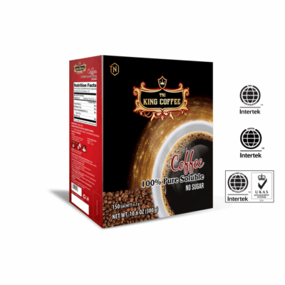 Cà Phê Hòa Tan Đen Thuần Khiết KING COFFEE - Hộp 150 gói x 2g - Không Đường