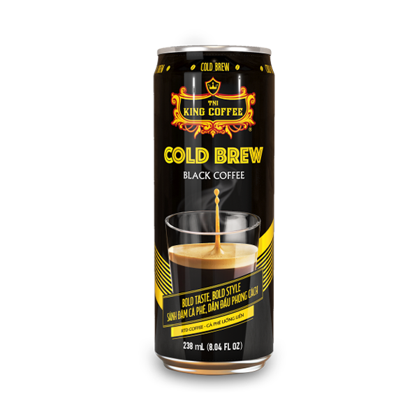 Cà Phê Đen Cold Brew Uống Liền KING COFFEE - Lon 238ml - Lốc 6 lon